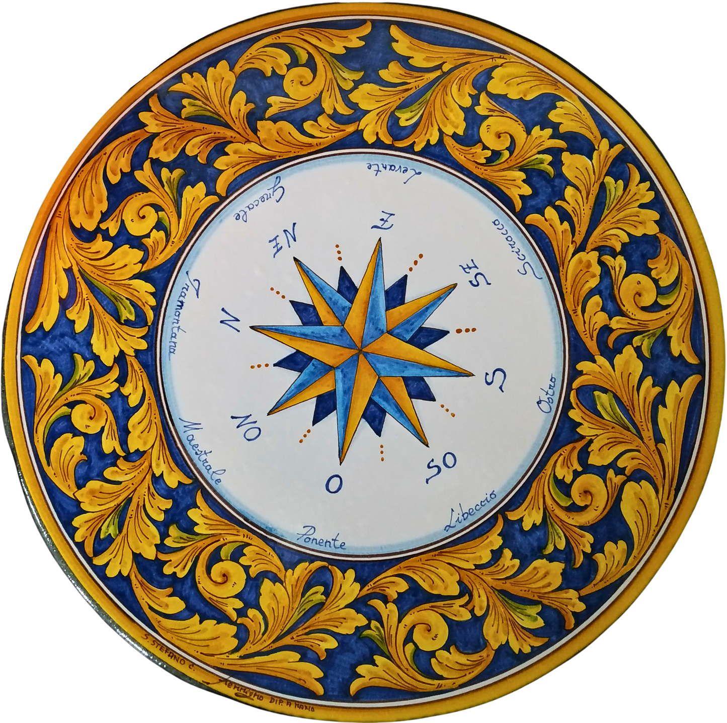Tavolo in pietra lavica. Decorato a mano. Dimensione cm 70
