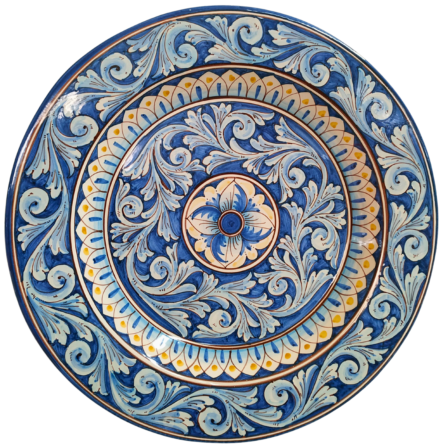 Piatto da Parete 55cm: Decoro Barocco Blu