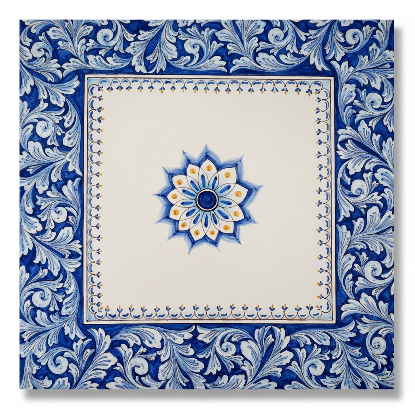 Tavolo in pietra lavica. Decorato a mano. Dimensione cm 120x80