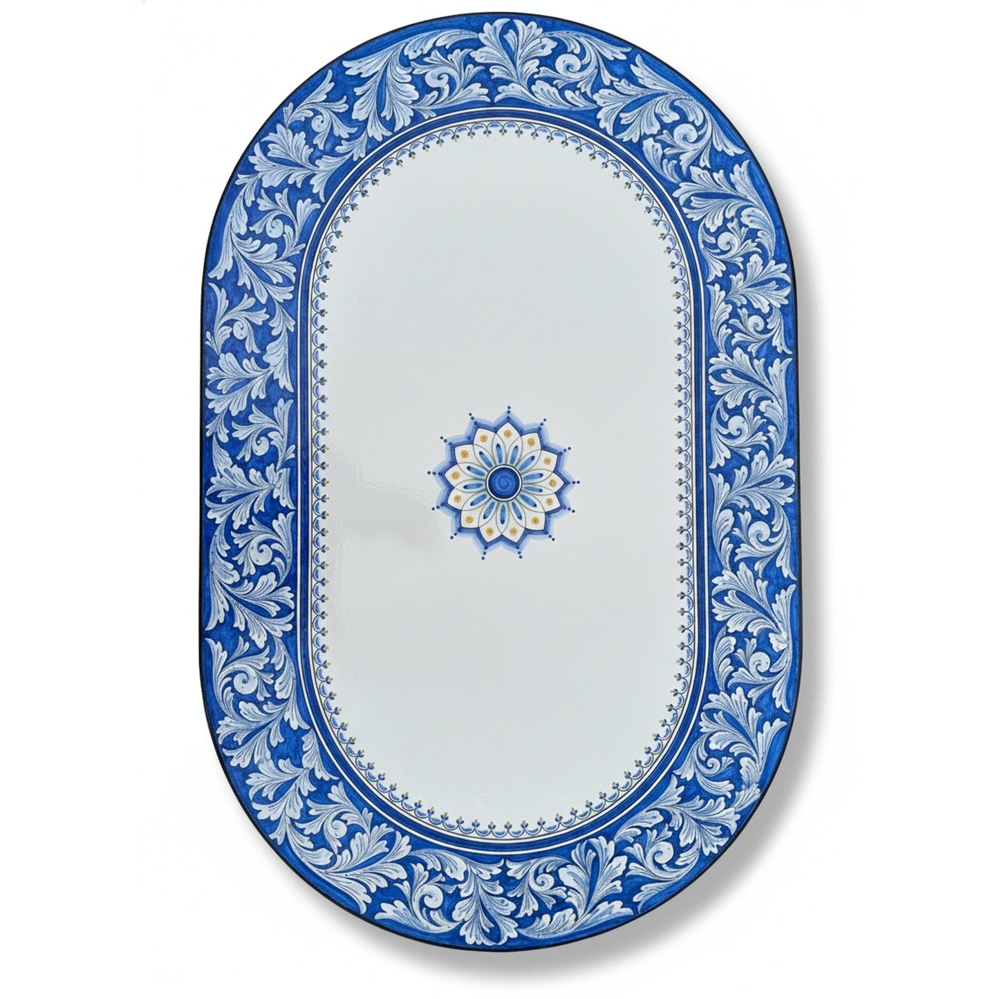 Tavolo in pietra lavica. Decorato a mano. Dimensione cm 120x80